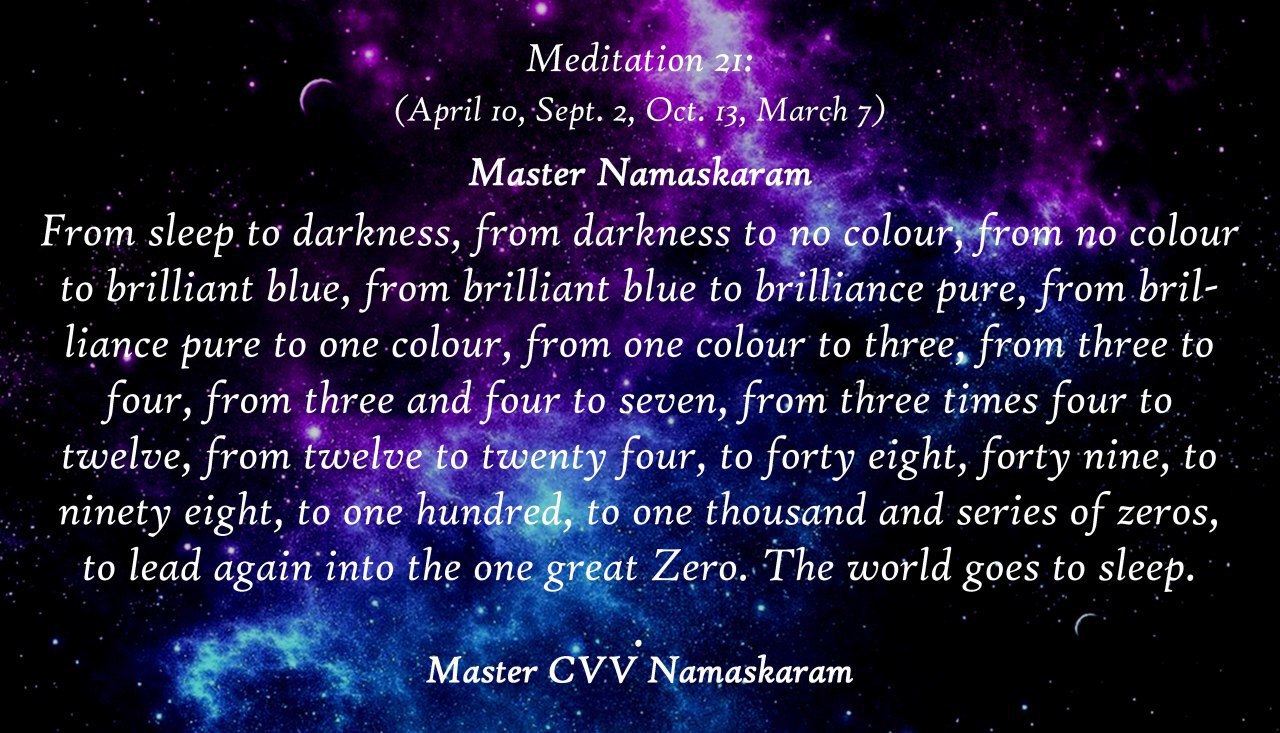 Meditation-21 (April 10, Sept. 2, Oct. 13, March 7) (Occult Meditations)