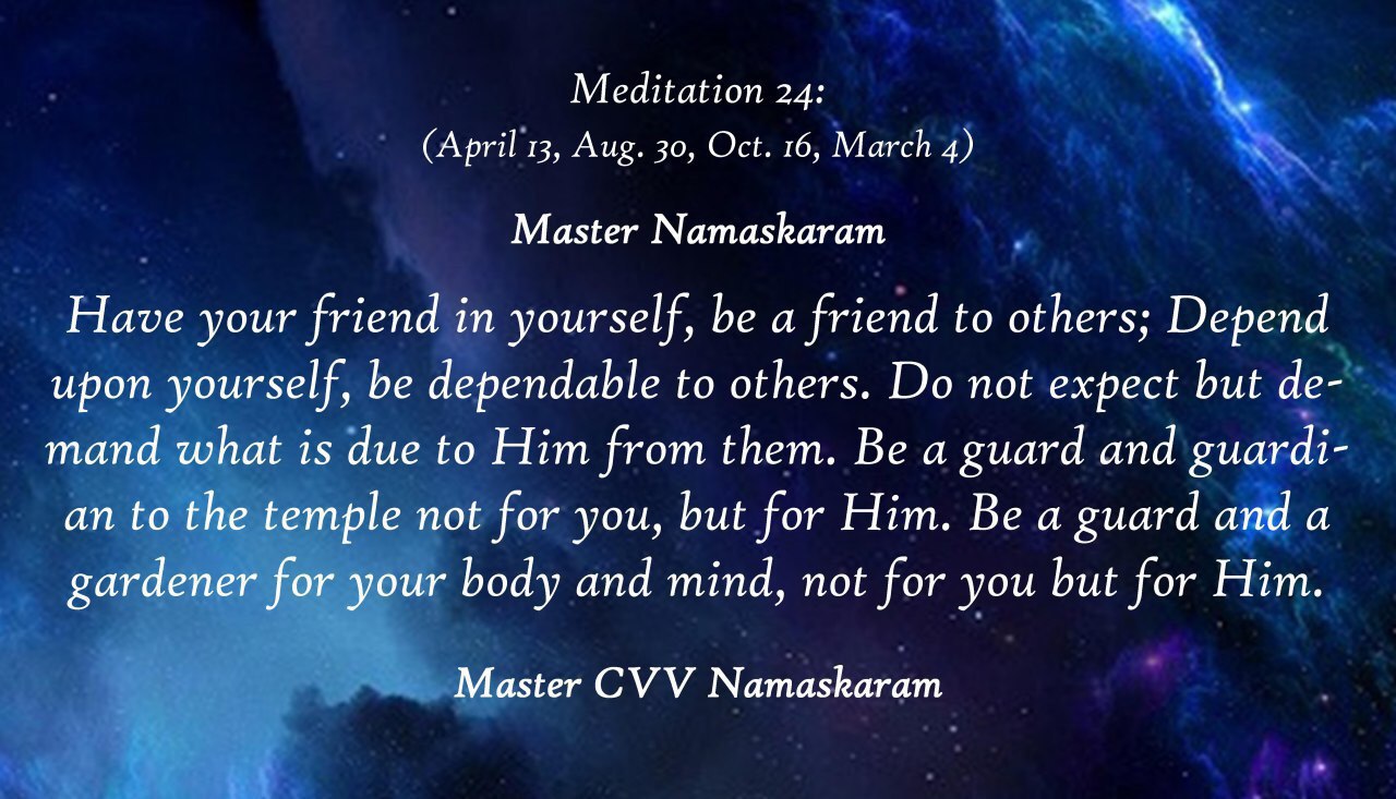 Meditation-24 (April 13, Aug. 30, Oct. 16, March 4) (Occult Meditations)