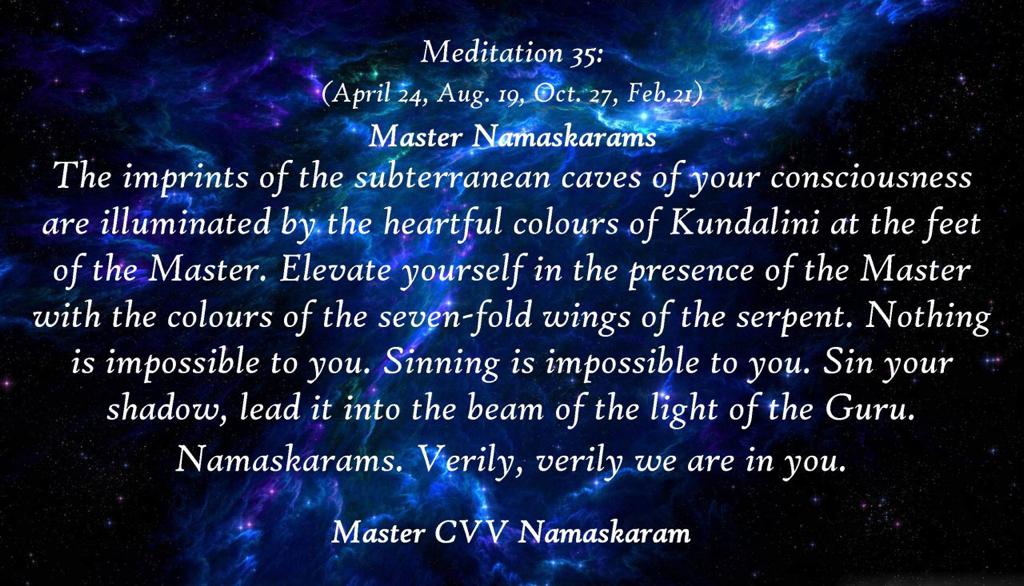Meditation-35 (April 24, Aug. 19, Oct. 27, Feb. 21) (Occult Meditations)